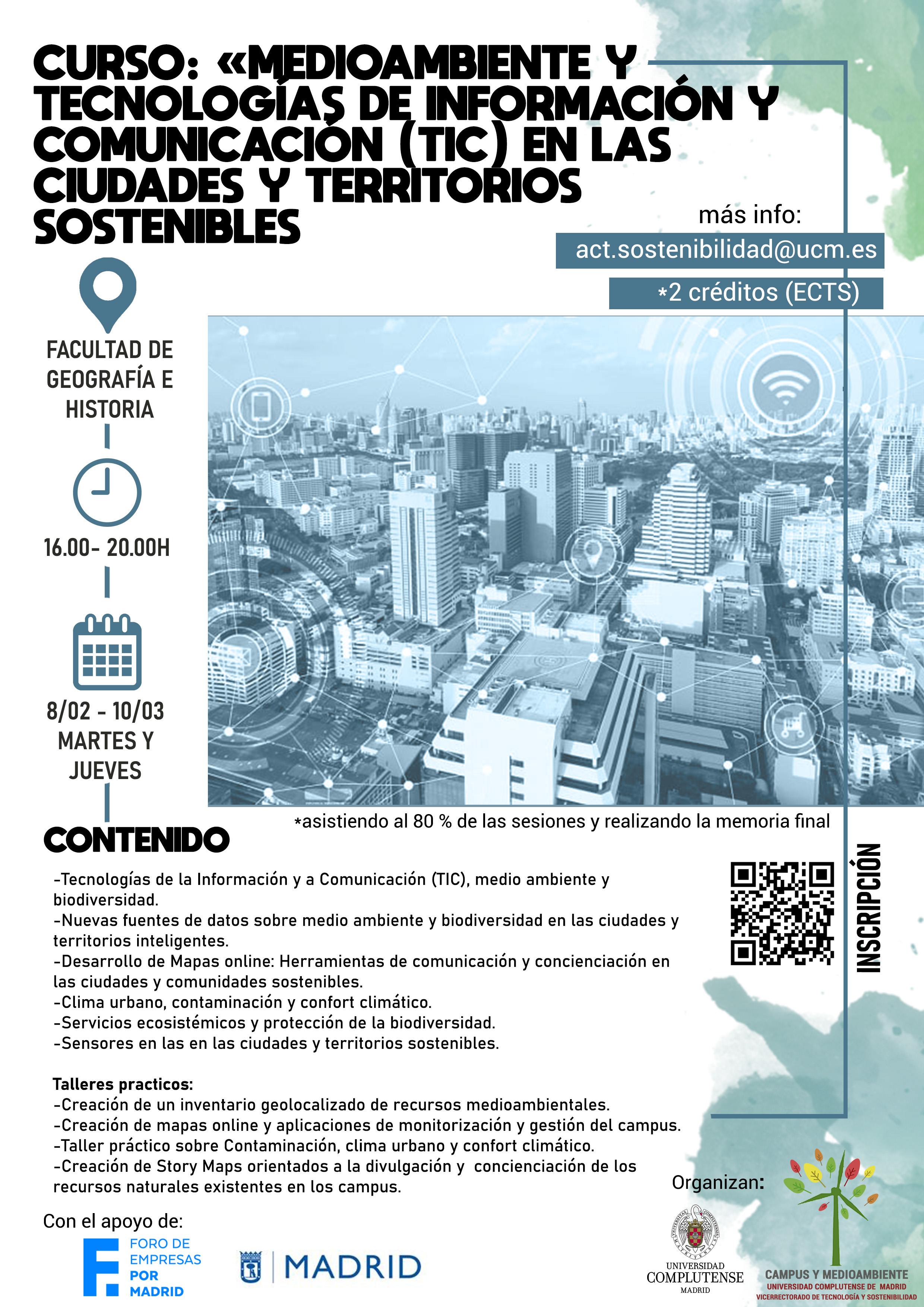 ¡¡Nuevo curso!! Medio Ambiente y Tecnologías de la  Información y la Comunicación (TIC) en las ciudades  y territorios sostenibles